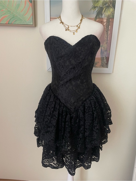 Landa Dresses & Skirts - Landa Basque Drop Waist Lace Corset Mini Dress Vintage 80s 90s Whimsigoth